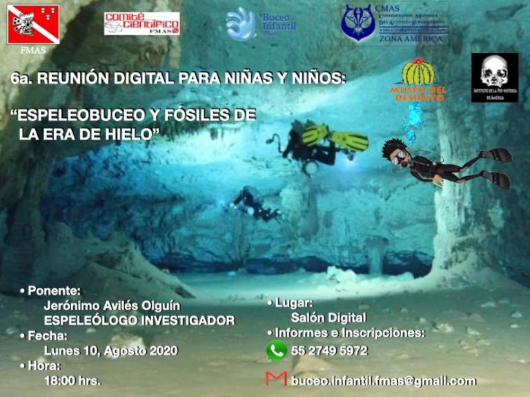 Realizada 6a. Reunión digital para niñas y niños FMAS México: “Espeleobuceo y fósiles de la Era del Hielo”