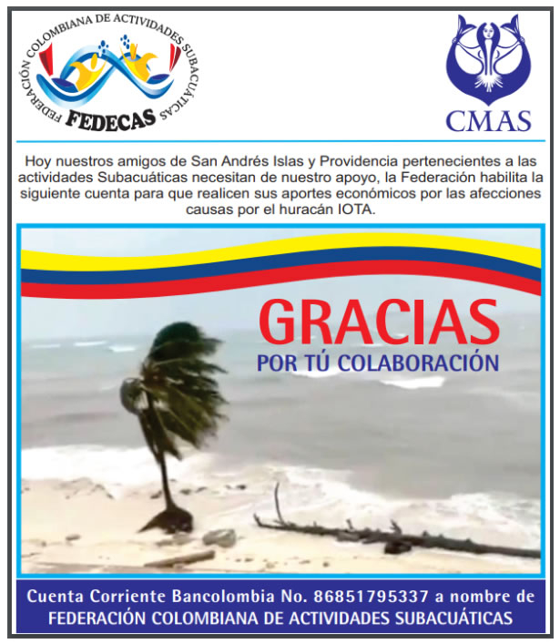 FEDECAS y CMAS Zona América apoyan a la comunidad subacuática de San Andrés y Providencia en Colombia