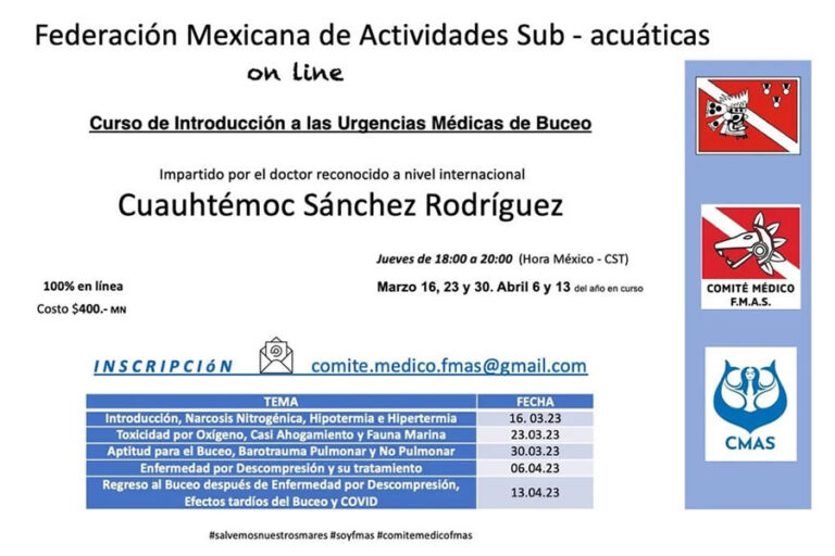 Curso de Introducción a las Urgencias Médicas de Buceo 2023 por la Federación Mexicana de Actividades Subacuáticas