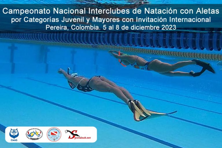 Campeonato Nacional Interclubes de Natación con Aletas FEDECAS 2023 con Invitación Internacional CMAS América – Pereira, Colombia – Resultados 🇨🇴