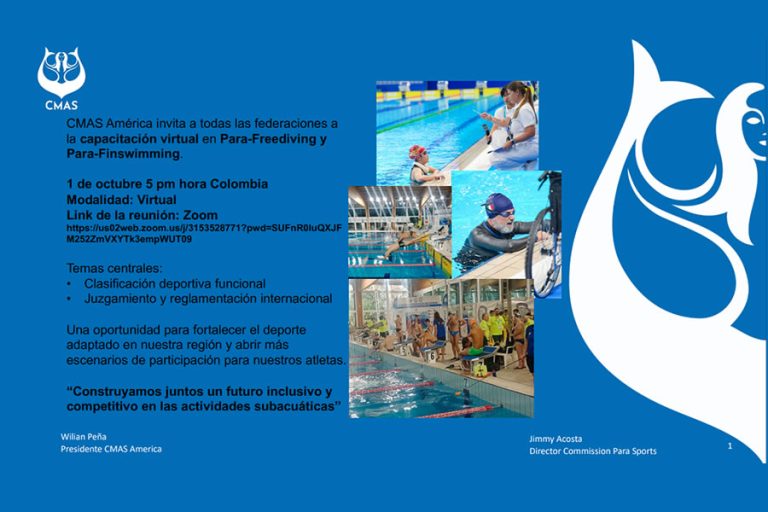 Capacitación virtual en Para-Freediving y Para-Finswimming CMAS América